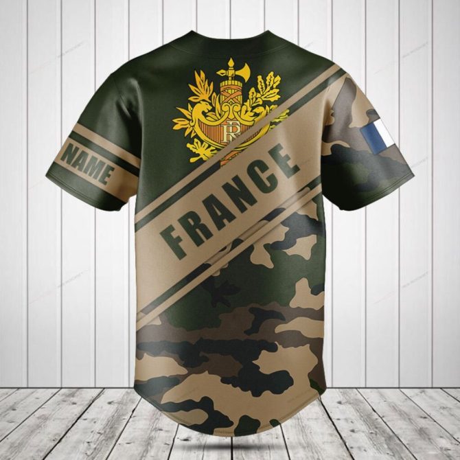 Custom France Camo Baseball Jersey - Military Style Sports Shirt For Fans - Image 2