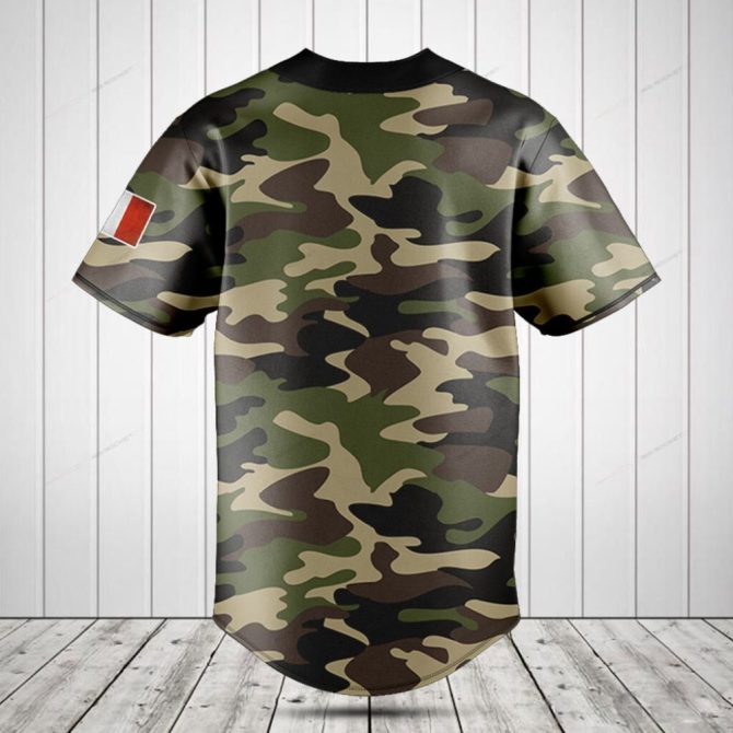 Custom Camo Baseball Jersey - Personalized Name & Flag Design , Unique Sportswear - Image 2