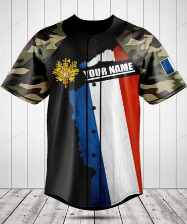 Custom Camo Baseball Jersey - Personalized Name & Flag Design , Unique Sportswear