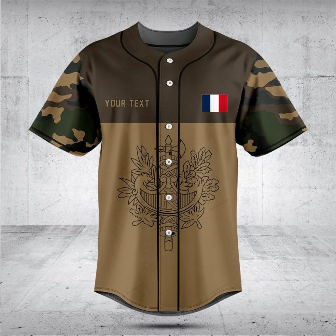 Customizable Camo Baseball Jersey With French Flag Patch – Unique Design & Comfort