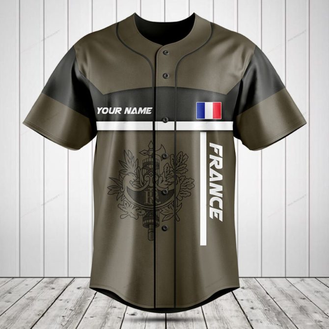 Customizable France Baseball Jersey - Personalized Name & Flag Design - Premium Quality