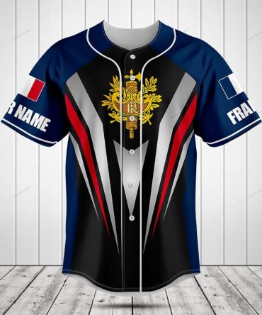 Customizable French Flag Baseball Jersey - Personalized Name & Number, Premium Quality