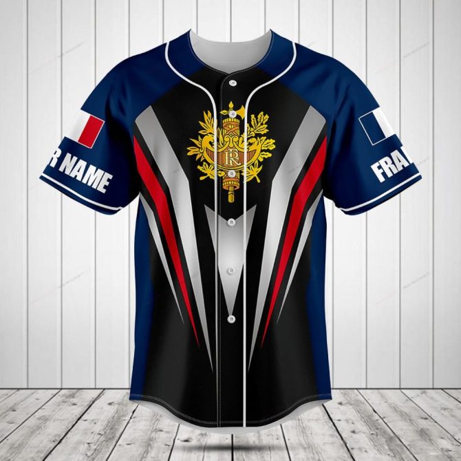 Customizable French Flag Baseball Jersey - Personalized Name & Number, Premium Quality
