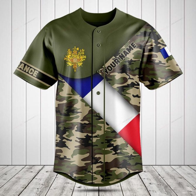 Customizable Camo Jersey With French Flag & Crest - Perfect Gift For Fans