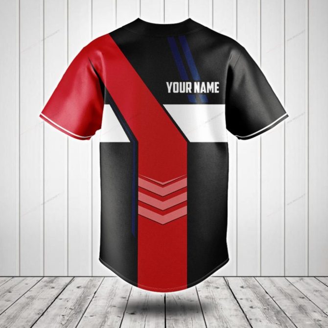 Customizable Black & Red Baseball Jersey - Personalized Sportswear With Unique Design - Image 2