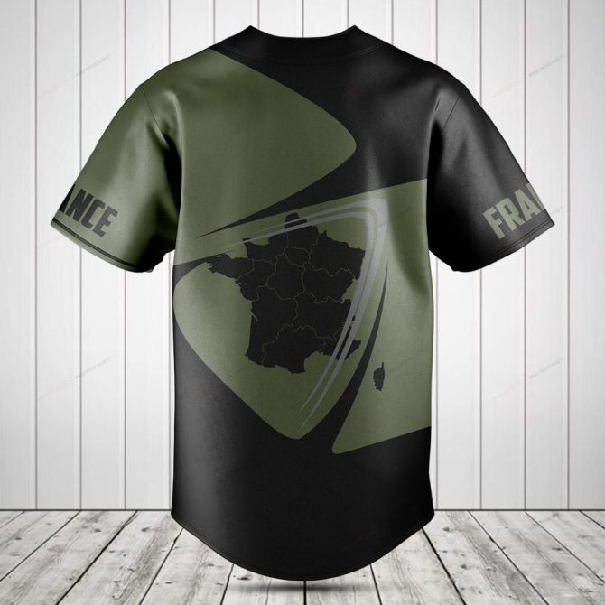Custom France Map Baseball Jersey - Personalized Name & Stylish Design - Image 2