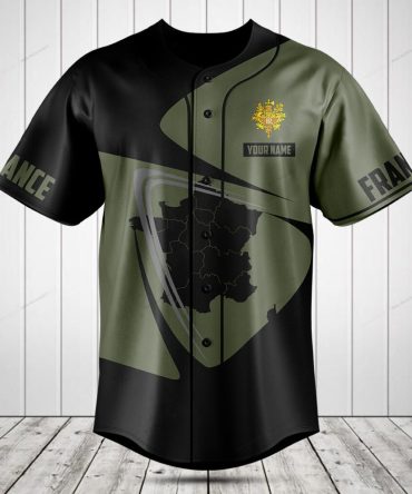 Custom France Map Baseball Jersey - Personalized Name & Stylish Design