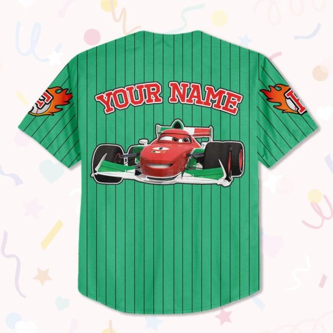 Customizable Kids Baseball Jersey - Fun Racing Car Design - Personalize With Your Name! - Image 4