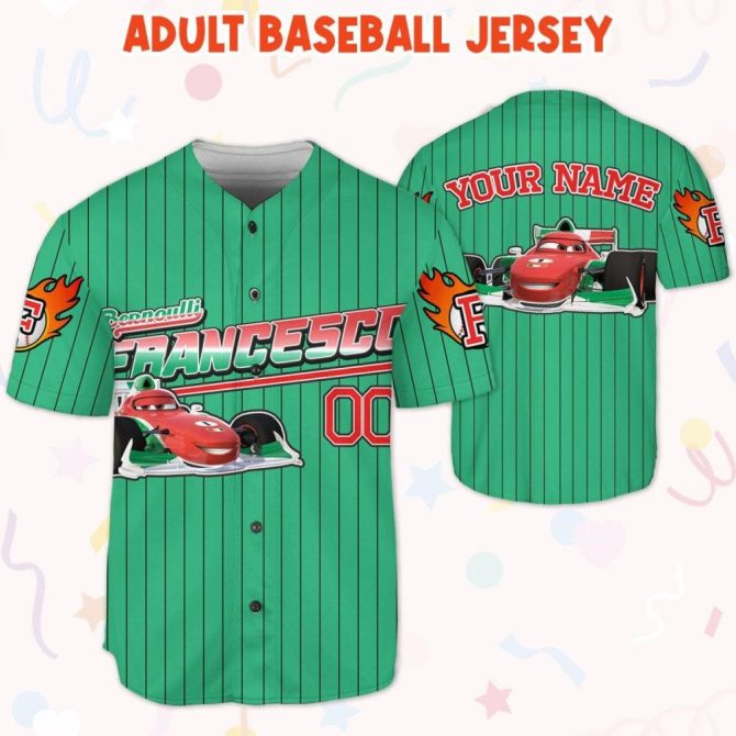 Customizable Kids Baseball Jersey - Fun Racing Car Design - Personalize With Your Name! - Image 6
