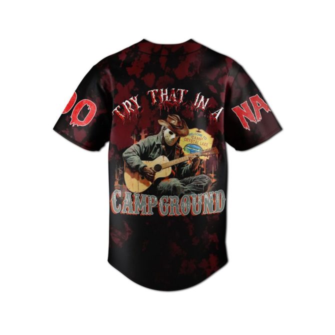 Friday The 13Th Horror Baseball Jersey – Spooky Graphic Tee For Halloween Fans - Image 2