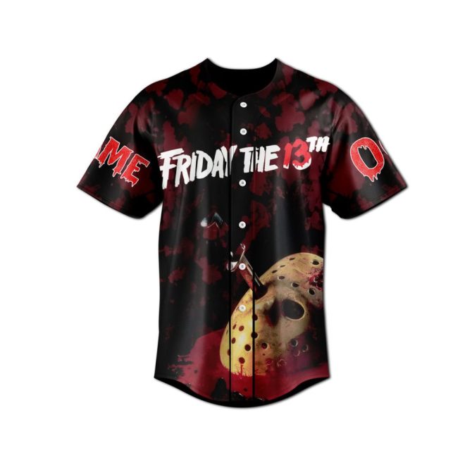 Friday The 13Th Horror Baseball Jersey – Spooky Graphic Tee For Halloween Fans - Image 3