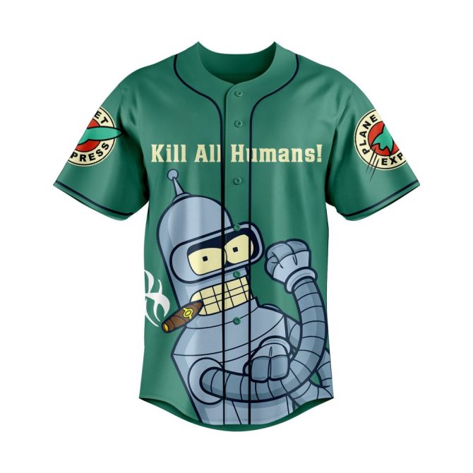 Futurama Baseball Jersey – Bender & Fry Graphic Tee – Sci-Fi Fan Apparel - Image 5