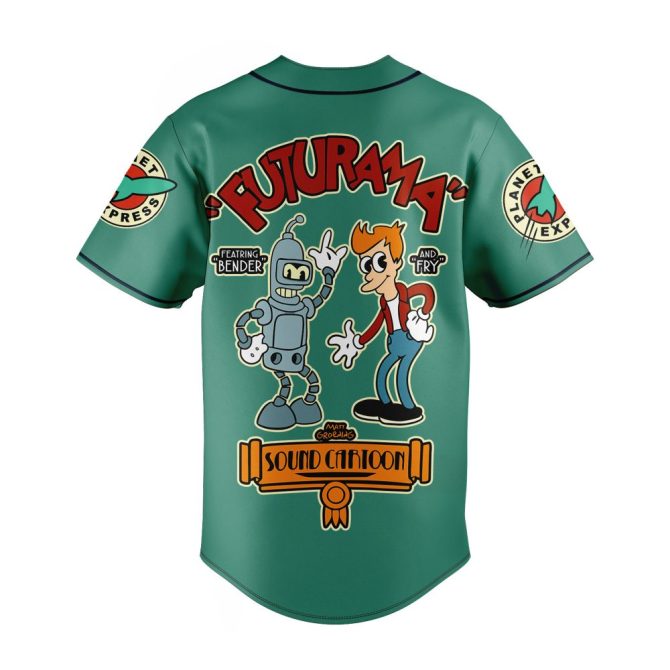 Futurama Baseball Jersey – Bender & Fry Graphic Tee – Sci-Fi Fan Apparel - Image 6