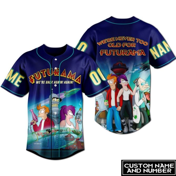 Custom Futurama Baseball Jersey – Personalized Name & Number , Vibrant Fan Apparel