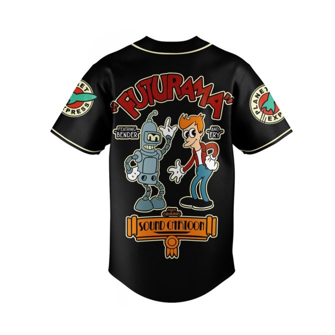Futurama Baseball Jersey – Bender & Fry Graphic Tee – Sci-Fi Fan Apparel - Image 4
