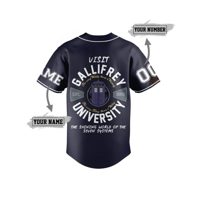 Custom Gallifrey University Jersey - Personalize Name & Number - Sci-Fi Inspired Baseball Shirt - Image 3