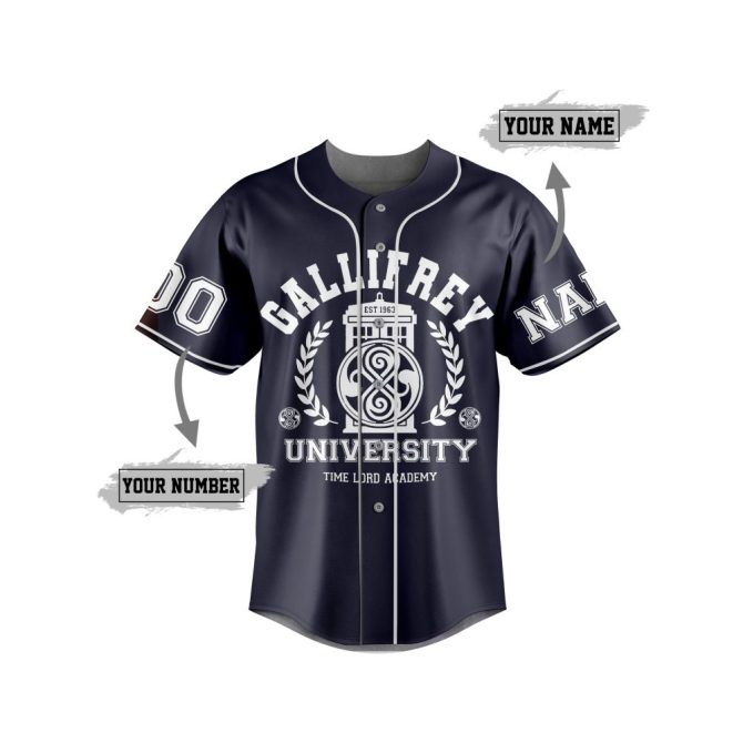 Custom Gallifrey University Jersey - Personalize Name & Number - Sci-Fi Inspired Baseball Shirt - Image 2