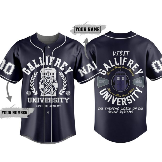 Custom Gallifrey University Jersey - Personalize Name & Number - Sci-Fi Inspired Baseball Shirt