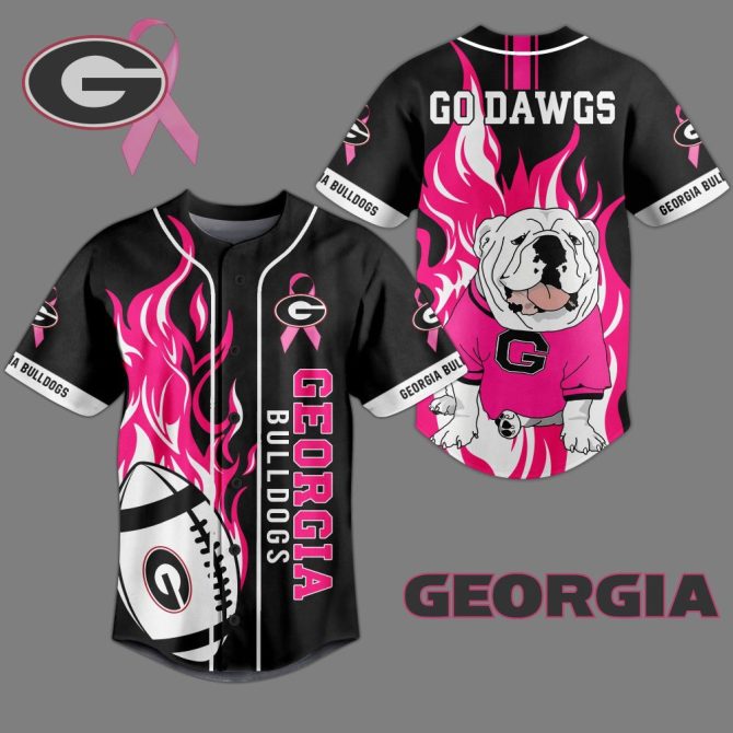 Georgia Bulldogs Pink Flame Jersey - Unisex Go Dawgs Football Shirt