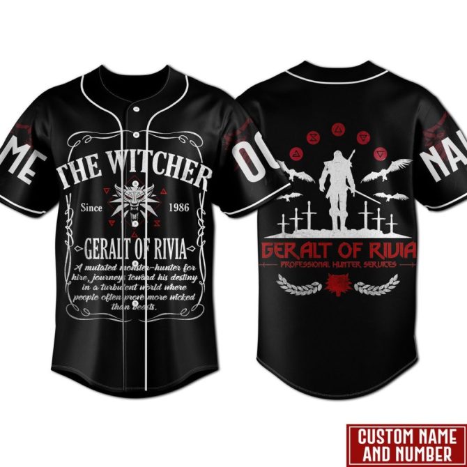 Custom Witcher Geralt Of Rivia Baseball Jersey - Personalized Name & Number, Unique Gift