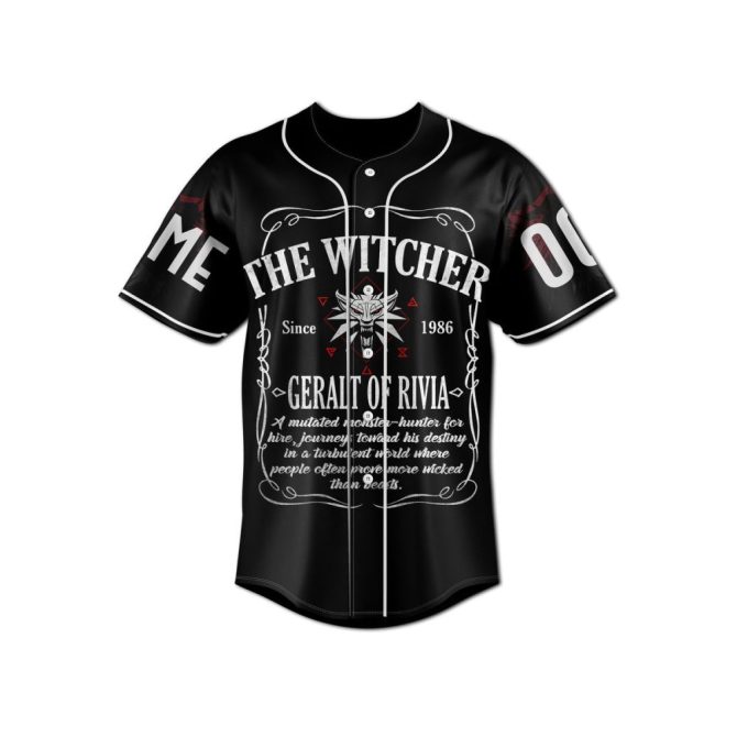 Custom Witcher Geralt Of Rivia Baseball Jersey - Personalized Name & Number, Unique Gift - Image 2