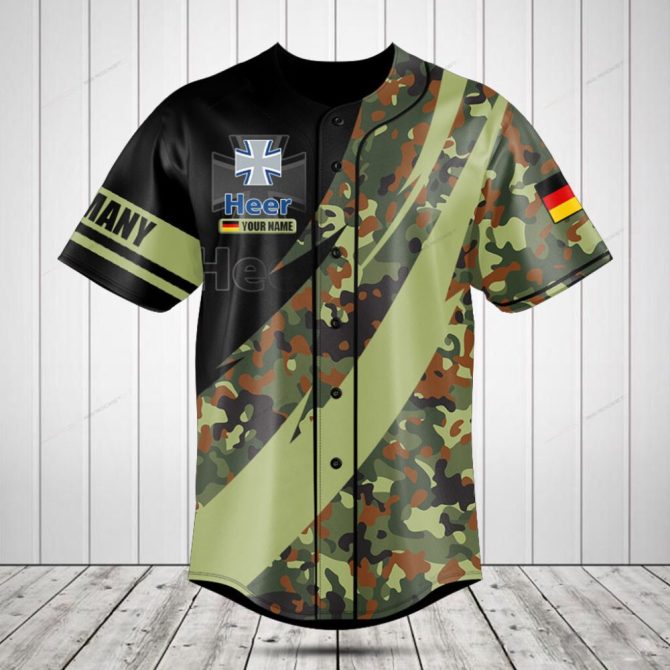 Customizable German Camo Baseball Jersey - Personalize Your Style!