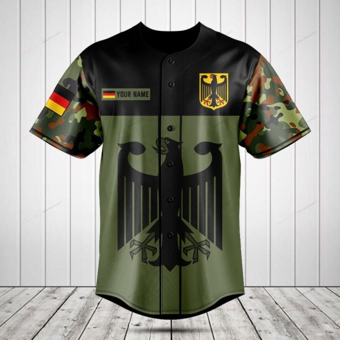 Custom German Eagle Camo Baseball Jersey - Personalize Your Style!