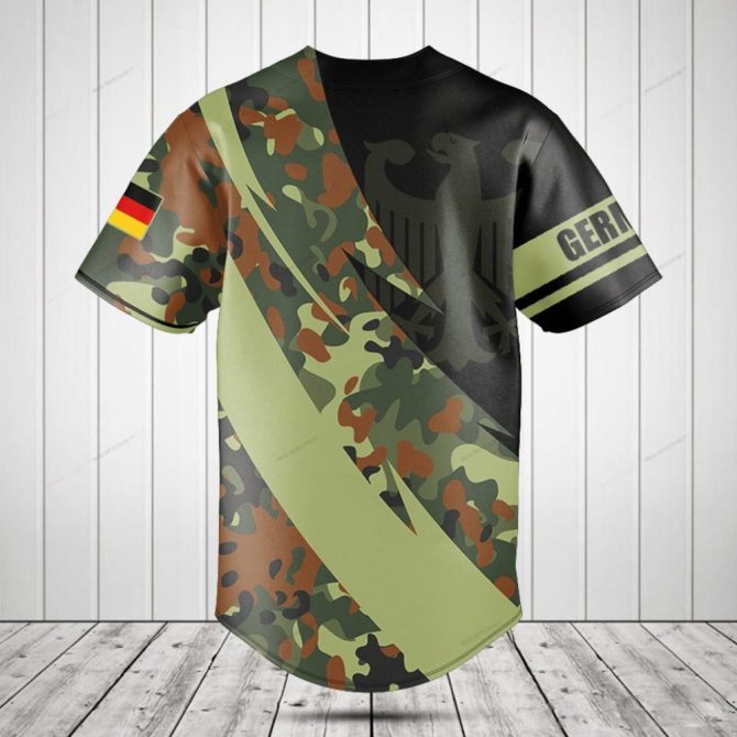 Custom German Camo Baseball Jersey - Personalized Name & Flag Design - Image 2