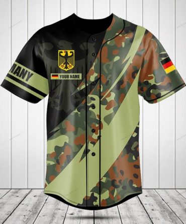 Custom German Camo Baseball Jersey - Personalized Name & Flag Design