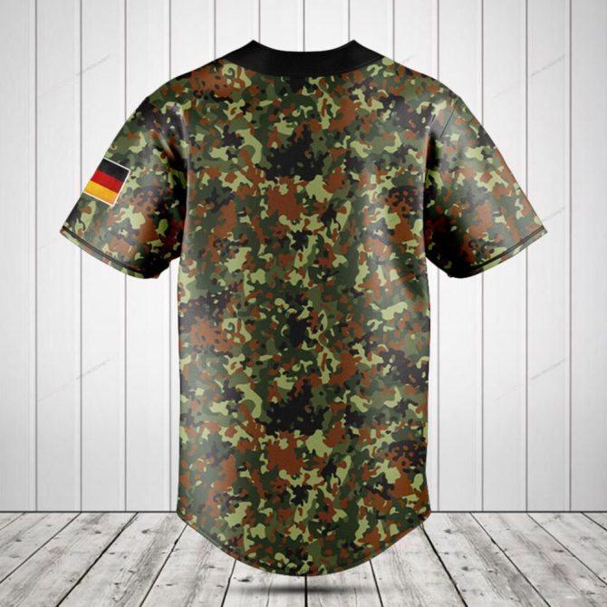 Customize Your Own German Flag Baseball Jersey With Camo Sleeves - Add Your Name! - Image 2