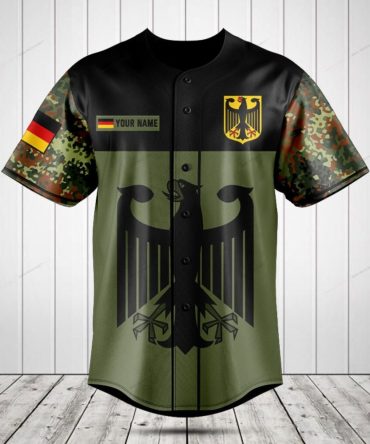 Custom German Eagle Camo Baseball Jersey – Personalized Name & Flag Design