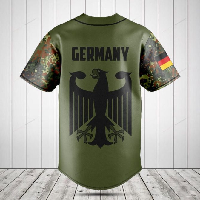 Custom German Eagle Camo Baseball Jersey – Personalized Name & Flag Design - Image 2