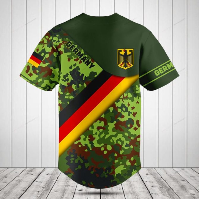 Custom Germany Camo Baseball Jersey - Personalized Name & Flag Design - Image 2