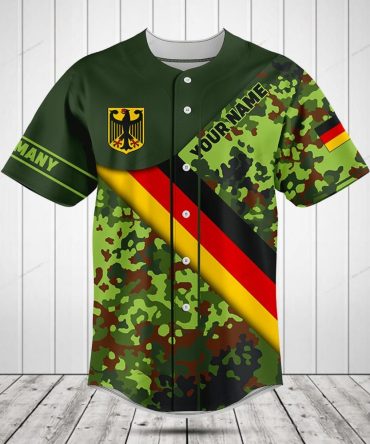 Custom Germany Camo Baseball Jersey - Personalized Name & Flag Design