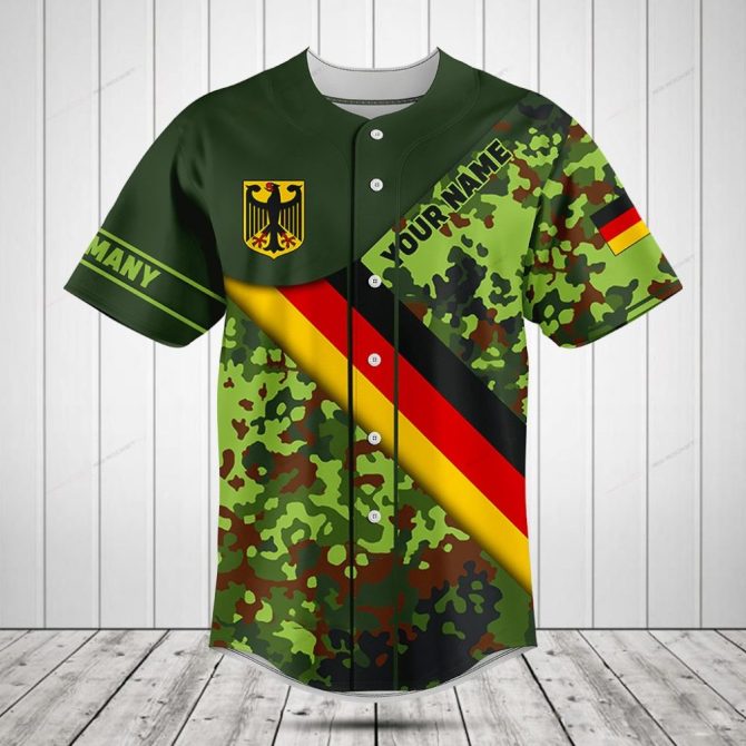 Custom Germany Camo Baseball Jersey - Personalized Name & Flag Design