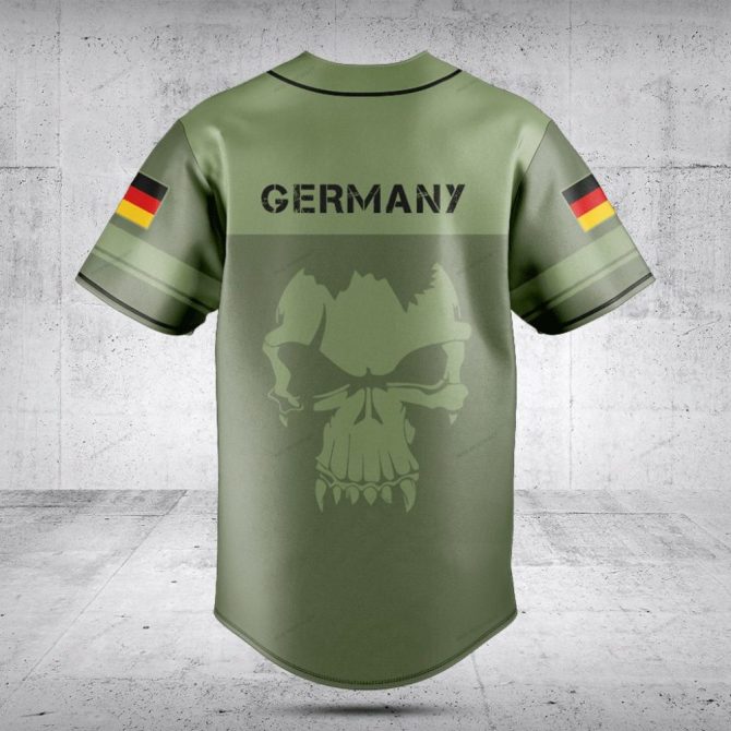 Custom German Flag Baseball Jersey – Personalized Military Green Shirt - Image 2
