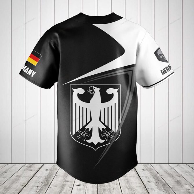 Custom Germany Baseball Jersey - Personalized Name & Flag, Stylish Black & White Design - Perfect Gift! - Image 2