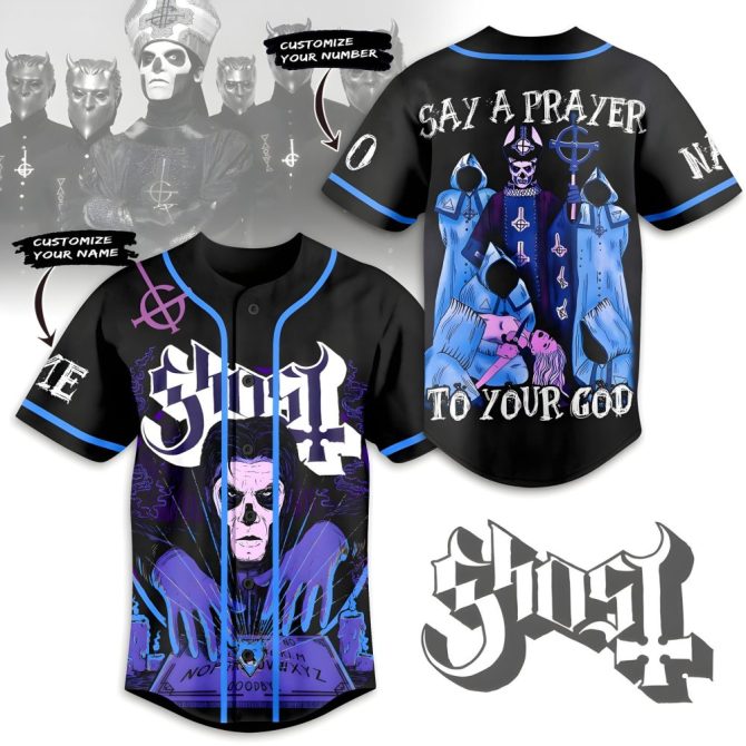 Customizable Gothic Baseball Jersey - Unique Ghost Design, Personalize Your Name & Number