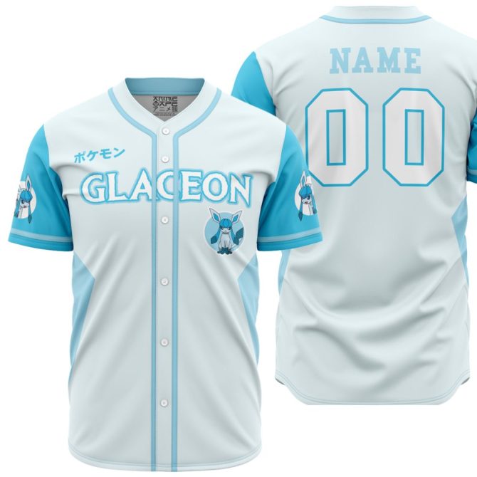 Customize Your Glaceon Baseball Jersey - Pokémon Fan Edition, Breathable Fabric, Unisex Fit