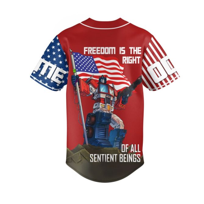 Custom Patriotic Transformer Baseball Jersey – God Bless America Design, Personalize Now! - Image 3