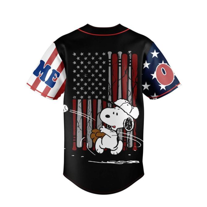 Custom Usa Baseball Jersey - Personalized Name & Number - Patriotic Peanuts Design - Image 3