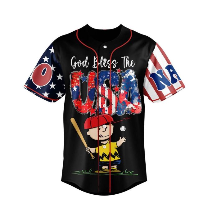 Custom Usa Baseball Jersey - Personalized Name & Number - Patriotic Peanuts Design - Image 2