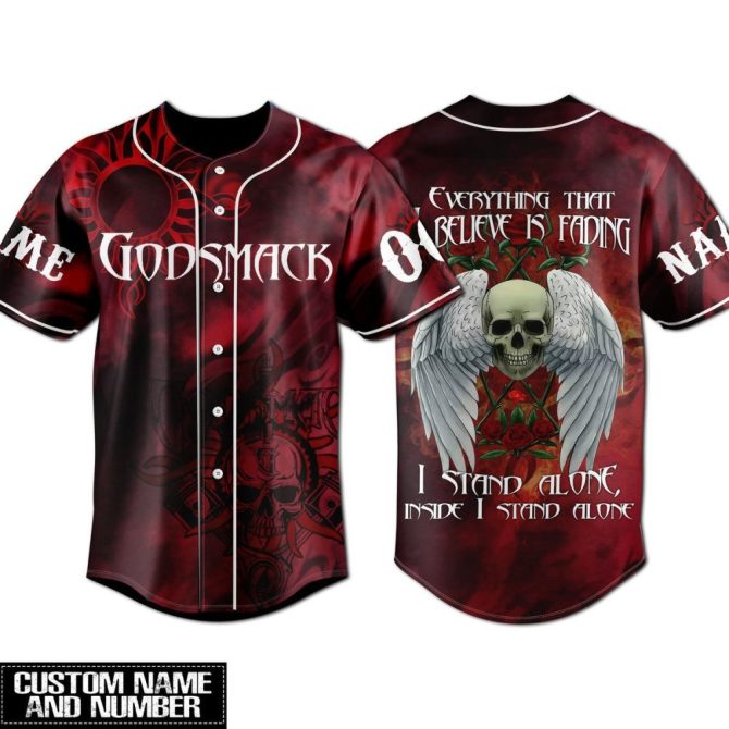 Custom Skull & Wings Baseball Jersey - Personalized Name & Number - Bold Gothic Design