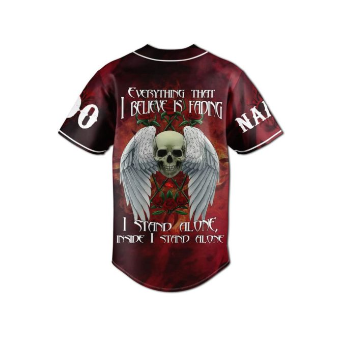 Custom Skull & Wings Baseball Jersey - Personalized Name & Number - Bold Gothic Design - Image 2
