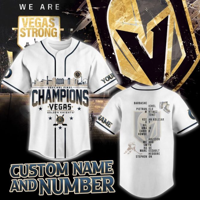 Custom Vegas Hockey Champions Jersey - Personalize Name & Number - Celebrate 2023 Victory!