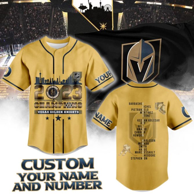 Custom Vegas Golden Knights 2023 Champions Jersey – Add Your Name & Number - Image 2