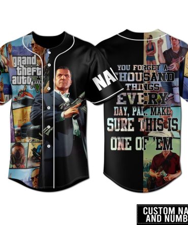 Custom Gta V Baseball Jersey - Personalized Name & Number, Stylish Gamer Apparel