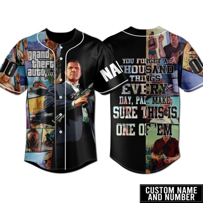 Custom Gta V Baseball Jersey - Personalized Name & Number, Stylish Gamer Apparel
