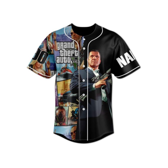 Custom Gta V Baseball Jersey - Personalized Name & Number, Stylish Gamer Apparel - Image 2