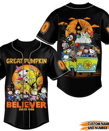 Custom Halloween Baseball Jersey – Great Pumpkin Believer Design – Personalize With Name & Number